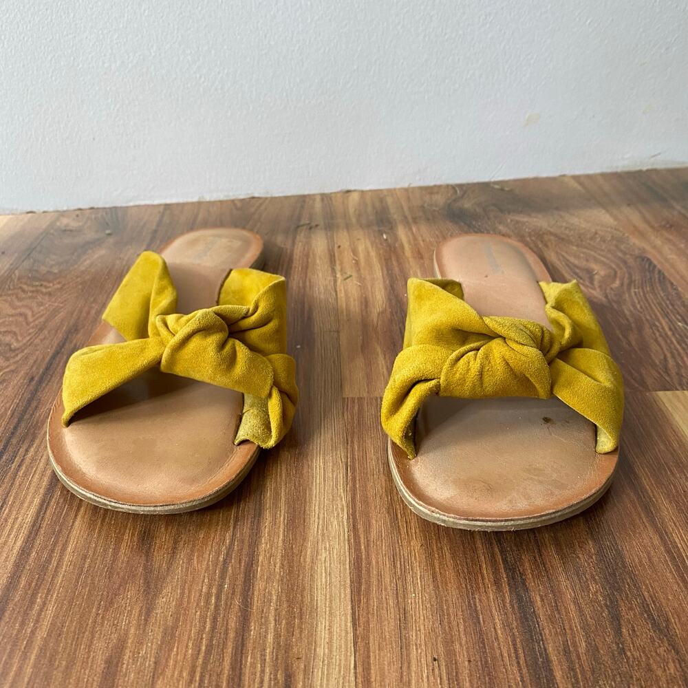 JEFFREY CAMPBELL Zocalo Suede Yellow Knot Slide Sandals Size 10 - Picture 2 of 10